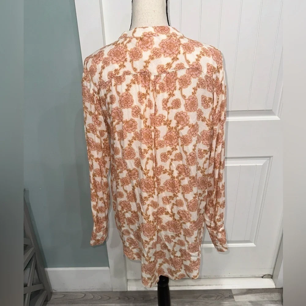 Free People Mia Floral tie neck tunic top size small